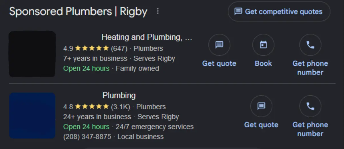 Google Local Service Ads (LSA) Example people shocked about a price